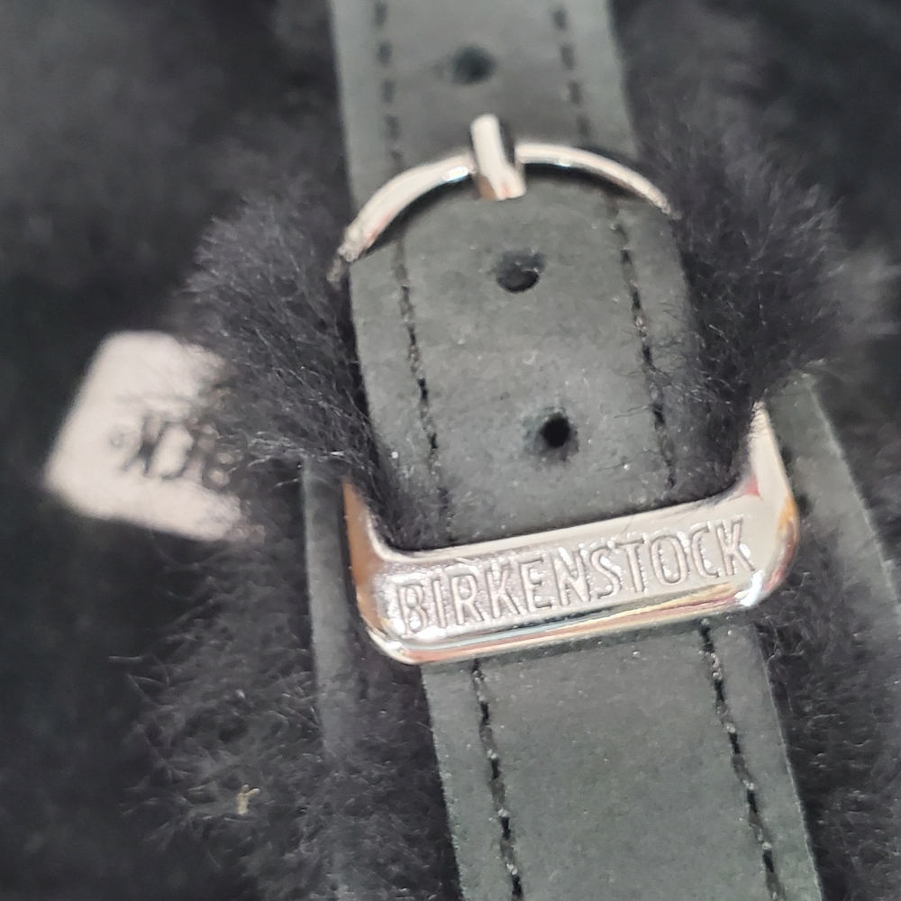 NWOT BIRKENSTOCK Mayari Shearling Natural Leather Oiled Black Size 39 MSRP $160 - Picture 10 of 15